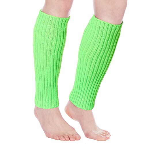 Lousguta Leg Warmers For Women 80S Knit Ribbed Leg Warmers Casual Socks For Party Dance Sports (Neon Green) #TOP3