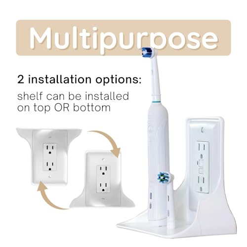 Power-Perch-Wall-Outlet-Shelf-Turn-Your-Outlet-into-a-Shelf-in-Any-Room-Great-for-Smart-Home-Devices-Cell-Phone-Remotes-Speakers-Alexa-Holder-Socket-Shelf-by-Storage-Theory-1-Pack-White