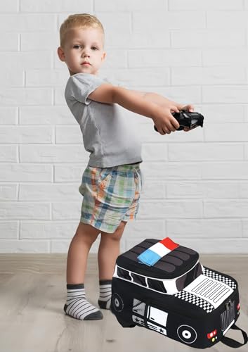 Toddler Kids Backpack for Boys Girls Dinosaur Preschool Kindergarten School Backpack Bookbag School Bag with Chest Strap, Police Car Black, Small, Kids Backpack