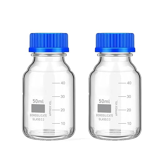 Octa Borosilicate Glass Reagent Bottle with Screw Cap - Durable and Versatile Lab Container for Chemicals and Liquids (50 ML (Pack of 2))-image-27
