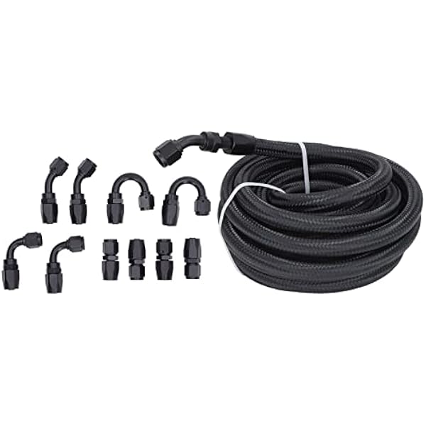 Manguera 6An Negro 6An Zestaw Do Montażu Przewodu Paliwowego 20Ft Wąż 10 szt. Złączka Aluminium Anodowane na Czarno 500 Psiiversal Do Statku Samochodowego Manguera De Combustible
