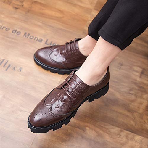 Men's Carving Brogue Oxfords for Men Lace-up Formal Work Business Shoes Synthesis Leather Outsole Crocodile Emboss3