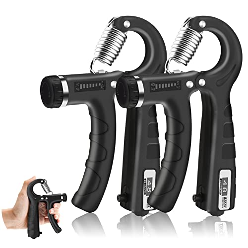 ZB ZealBoom Hand Grip 2PCS Grip Musculation 5-60KG Ajustable Poignee avec Comptage,Musculation avant bras Exerciseur Poignet, Pince Musculation