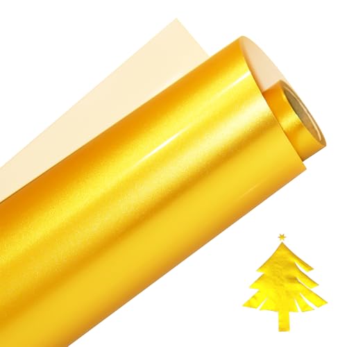 Image of Gold Heat Transfer Vinyl Gold Iron HTV Vinyl Rolls Pack 12 Inch x 6 Feet Iron on Vinyl for Cricut T-Shirts DIY Design, Silhouette Cameo & Heat Press Machine