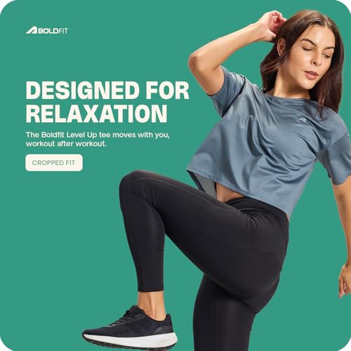 Image of Boldfit Tshirt for Woman Relaxed fit Gym Tshirt for Women Workout Lightweight t Shirt for Woman Workout Women t Shirt Round Neck t Shirts for Ladies Gym Dress