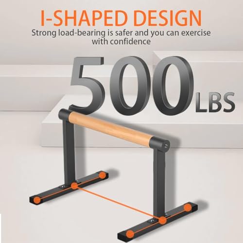 Image of Body Mechanics Premium Wooden Parallettes for calisthenics | Lightweight and Solid Wood, Street Workout & Fitness Training | Pump Handle, Non-Slip and Portable (Black - brown - 13)