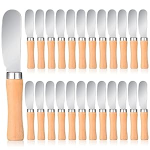 Butter Spreader Knife 4.5 Inch Wide Blade Stainless Steel Knife with Wood Handle Multipurpose Cheese Butter Spreader Knives for Kitchen Birthday Wedding Christmas(25 Pieces)