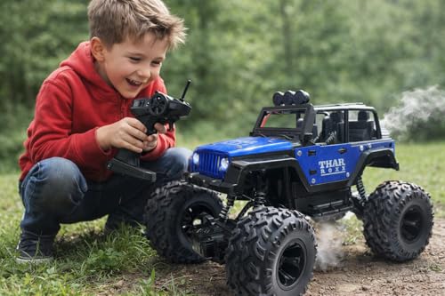 Image of Thar Roxx with Remote Control Rock Crawler High Speed with Mist Spray LED Lights Rc Car Toys for Boys Off Road Vehicle Toy Car for Kids Monster Truck Rock Climbing Car Toy for Kids 4x4 MultiColor