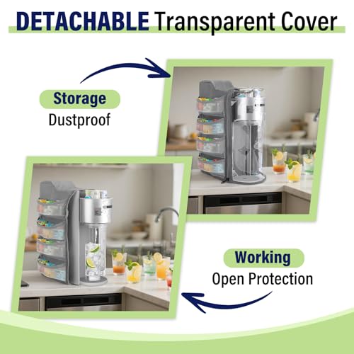 Dust Cover Fits for Ninja Thirsti Soda Maker WC2002, Soda Machine Cover Accessories for Ninja Thirsty Drink System, Extra Pockets Holds 12 Flavor Pods (Cover Only)