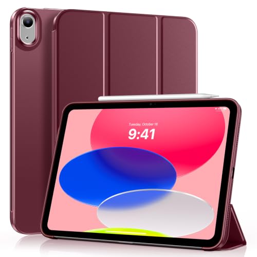 Coque iPad 10e Génération Mince en Bourgogne idéale pour le Bureau