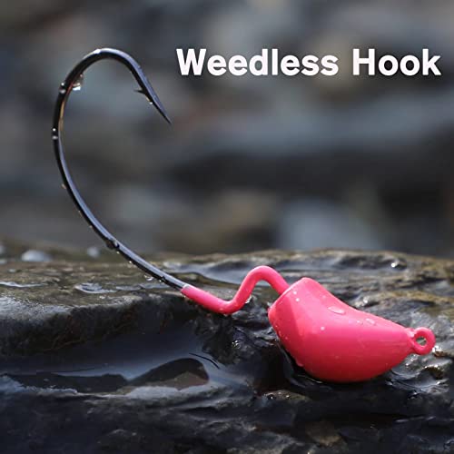 Dovesun Jigköpfe Set Angelhaken Forellen Angeln Häkchen Glühende Jighaken Angelzubehör für Gummiköder Fünf Gewicht 3.5g… – Bild 3