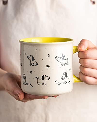 Amorarc 22 Oz Large Ceramic Coffee Mugs Set Of 2, Modern Design Oversized Mugs With Big Handle For Men Women Dad Mom, Big Mug With Textured Dogs Cats Patterns For Office & Home -Microwave Safe, 2 Pcs #TOP3
