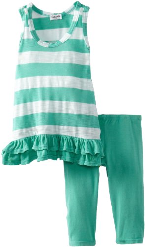 Image of Splendid Littles Girls 2-6X White Rugby Stripe Ruffle Tunic Set