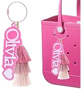 Personalized Birth Flower Name Tags Keychain with Tassel for Bogg Bag Charms,Luggage Tag,Custom K...