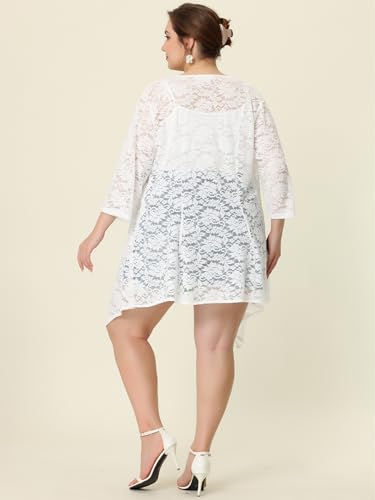 Image of Agnes Orinda Plus Size Cardigans for Women Open Front 3 /4 Sleeves Crochet Cover Ups Jackets 2024