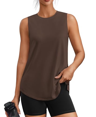 Image of PINSPARK Workout Tank Tops for Women UPF 50+ Side Slits Athletic Gym Shirt