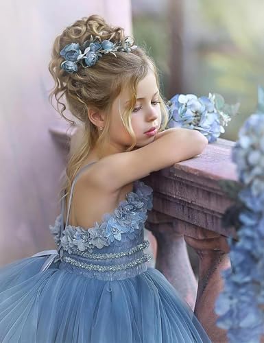 Tulle Flower Girl Dress for Wedding - Pageant Dresses for Girls with 3D Flowers4