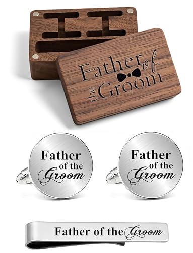 Kooer Personalized Men's Wedding Cufflinks, Custom Father Of The Bride Cuff Links Jewelry Gift For Men Him Groom Groomsman