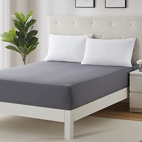 Image of Clara Clark Premier 1800 Collection Single Fitted Sheet, Twin, Charcoal Gray