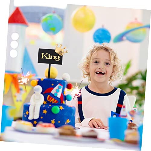 jojofuny 1 set Birthday Bakery King Party Acrylic Happy Supplies Topper Novel Baby Cake Gold Reusabl