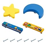 🌻Decorar Habitación Infantil /// Las cómodas y delicadas estrellas táctiles, la luna y las perillas de forma rectángulo, los colores cálidos y la linda apariencia de dibujos animados crean comodidad y un ambiente feliz para sus hijos, hermoso y llamativo.