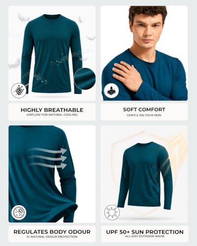 Image of Wellbi Full Sleeve T-Shirts for Men | Black | Breathable Eco-Friendly Bamboo Blend for All-Day Comfort | Ideal for Travel, Gym, or Casual Wear | Machine Washable