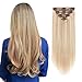 Double Weft Clip in Hair Extensions 100% Remy Human Hair 10''-22'' Grade 7A Quality Full Head Thick Long Soft Silky Straight 8pcs 18clips(18"/18 inch 140g,#18/613 Light Ash Blonde/Bleach Blonde)