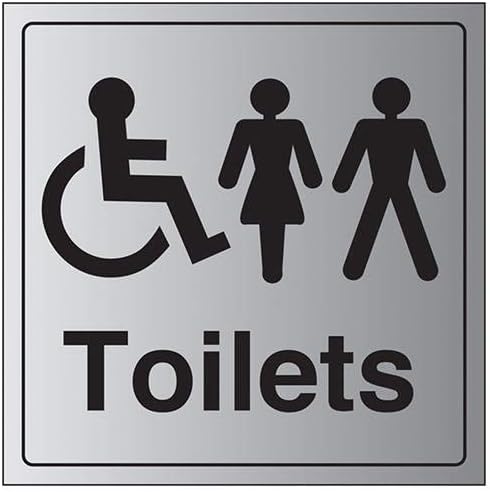 VSafety General Door-Disabled/Gents/Ladies Toilet Sign - 200mm x 200mm - Self Adhesive Alu Effect