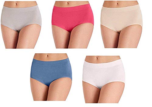 Image of Carole Hochman Women's Underwear Silky Soft Seamless Full Coverage Modern Brief Panties 5 Pack Multipack Regular & Plus Sizes