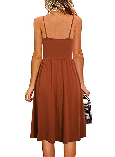 Image of YATHON Casual Dresses for Women Sleeveless Cotton Summer Beach Dress A Line Spaghetti Strap Sundresses with Pockets