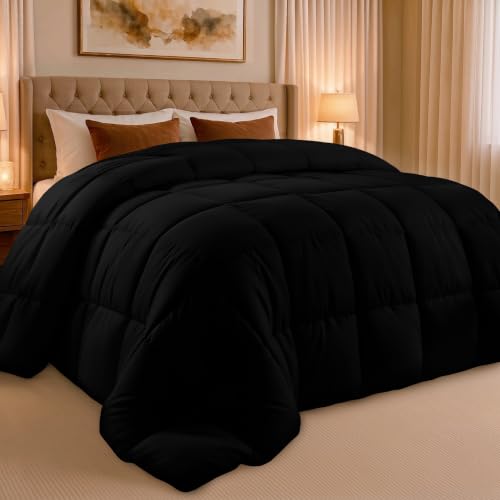 Image of Utopia Bedding California King Comforter, Duvet Insert, Black, 96 x 102 in