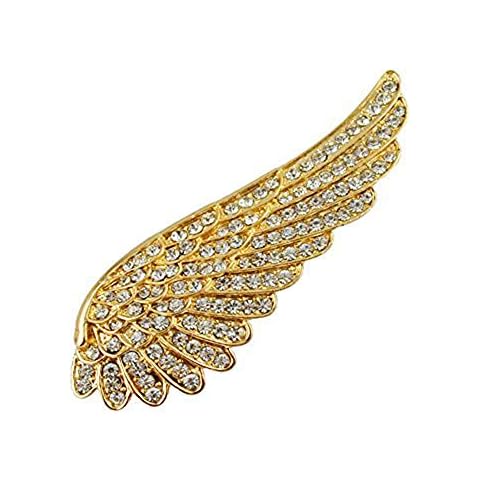 MUZHE Flying Angel Wing Shiny Crystal Brooch Pin for Coat Sweater (A：Gold) Cover