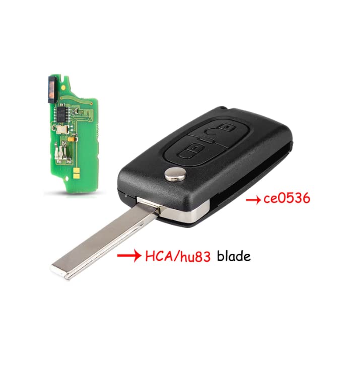 Telecomando Compatibile con Citroen C2 C3 C4 C5 Picasso Peugeot 107 206 207 307 308 406 407 Circuito Elettronico 433 mhz Chip Transponder Duplicato Chiave (SI Supporto Batteria + SI Lama Scanalata)