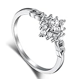 diamond cluster ring etsy  GemKing NE120274-S-W-WH-9 trendy stacker minimalist simple cubic zircon stone rhombus flower shiny diamond sterling silver cluster ring
