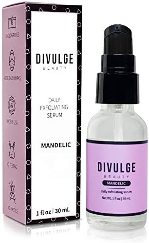 AHA Mandelic Acid Gel Daily Exfoliating Acne Scar Treatment Serum for Dark Spots, Hyperpigmentation, Cystic Hormonal Acne, Folliculitis for Face, Back, Thighs, Arms, Chest, Butt 1 oz - Divulge Beauty