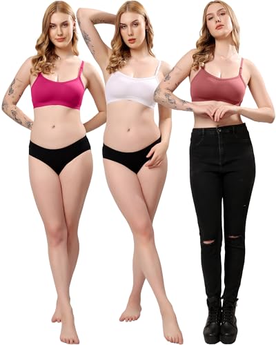 Image of London Hills Women's Cotton Sports Bra for Women Solid Bra Wireless & Non Padded Full Coverage Soft Hold Straps Super Combed Cotton Elastane Stretch Full Coverage Slip-On Active Bra