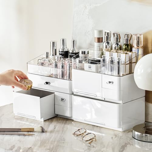 Pajiriona Makeup Organizer With Drawers,Skincare Organizer For Vanity,Stackable Makeup Storage Box,Large Capacity Cosmetic Display Case For Bedroom Store And Bathroom Organizer thumb #3
