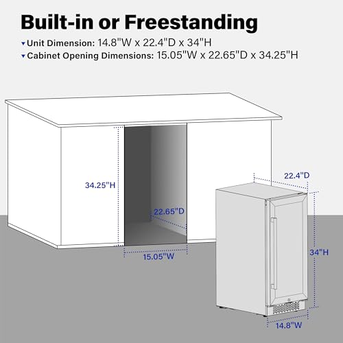 Yeego Wine Fridge Dual Zone 15 Inch, 28 Bottles Wine Cool Refrigerator with Glass Door & Safety Lock, Built-in/Freestanding/Under Counter, Perfect for Home & Kitchen - Thumbnail 5