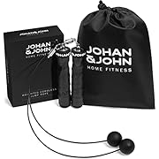 Premium Weighted Cordless Jump Rope for Women, Men – Durable Bod Jump Rope for Fitness Jump Rope Workout Set – Ropeless Jump Rope Fitness, Stainless Steel Adjustable Fastener by Johan & John - Black