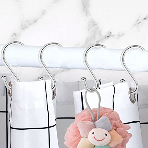 100% Zinc Alloy Shower Curtain Hooks,Set Of 12 Rust Resistant Shower Rings,Shower Hooks For Shower Curtain,Rust Resistant S Shaped Hooks Hangers For Shower Curtains Bathroom Shower Rod Clothing,Towels #TOP2