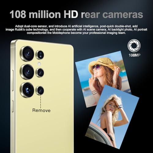 MMY I25 Ultra 5G Unlocked Smartphone,16GB+512GB Fully Cell Phone for Android 14, 6.99" Unlocked Cell Phone, 7000mAh, 68MP+108MP Dual Camera/Dual SIM/Fingerprint Lock/Face (Yellow) by MMY - Image 3