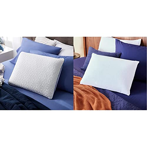 Sleep Innovations Forever Cool Gel Memory Foam Pillow (Set Of 2) & Classic Memory Foam Pillow, King Size, Head And Neck Alignment, Side, Stomach, And Back Sleepers, Medium Support #TOP22