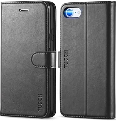 TUCCH Case for iPhone SE 2022 5G, iPhone 7/8/SE 2020 Wallet Case PU Leather Flip Folio Case Wallet with Card Slot, Stand Magnetic TPU Shockproof Inner Case Compatible with iPhone 7/8/SE2/SE3, Black