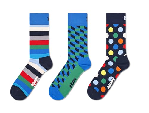 Happy Socks 3-Pack Graphics Socks Blue M/L