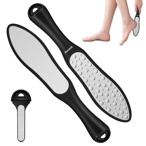 Auxmir Lima Pies Durezas Profesional, Escofina Pies Manual, Pedicura Pies 3 en 1 Dobre Cara, para Eliminar Callos Duros Piel Muerta, Acero Inoxidable, 1 pack