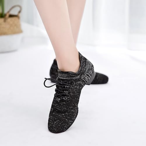 HIPPOSEUS Women's Lace Up Ballet Dance Practice Shoes Split-Sole Latin Ballroom Jazz Dance Teaching Shoes,Model KCBD4
