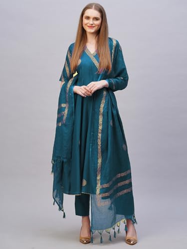 Image of ANNI Designer Rayon Blend Women Kurta Set with Pant & Dupatta