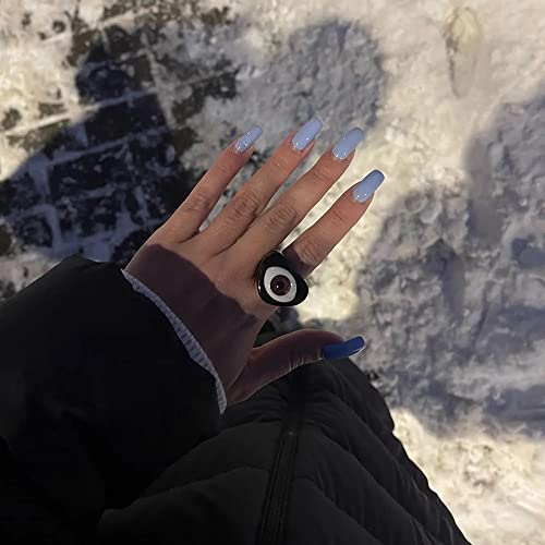 Vopipo 3Pcs Resin Rings Chunky Statement Plastic Rings Cute Heart Shaped Big Eye Aesthetic Rings Trendy Personalized Stacking Finger Acrylic Ring Set For Women Girls Teen #TOP7