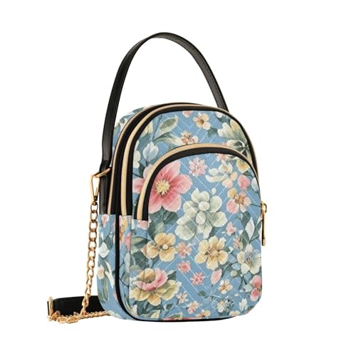 Womens Shoulder Handbags Tote Bag Quilted Purses for Women Floral Pattern Satchel for Travel Work,Multi1
