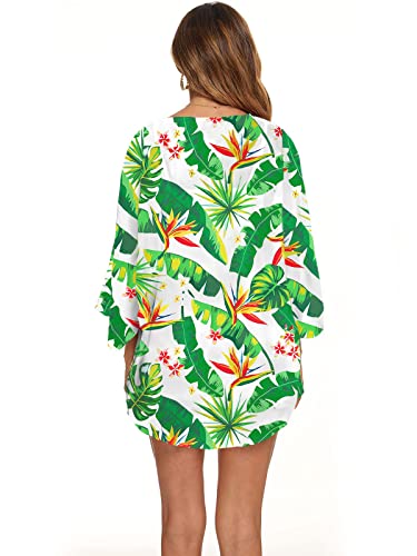Image of MayBuy Women's Flowy Summer Chiffon Kimono Cardigans Tops Boho Floral Beach Cover Ups Casual Loose Shirts